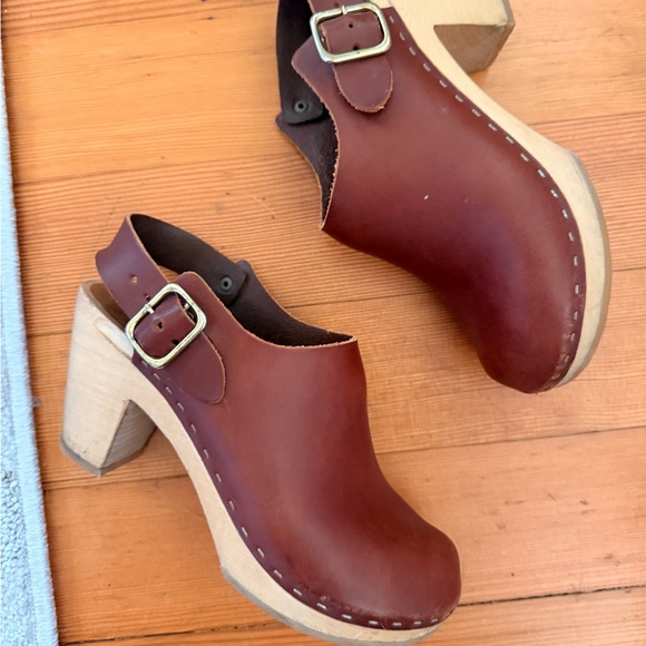 Bryr Susie Closed Toe High Heel Clogs in Sienna Leather size 36 - Picture 2 of 4